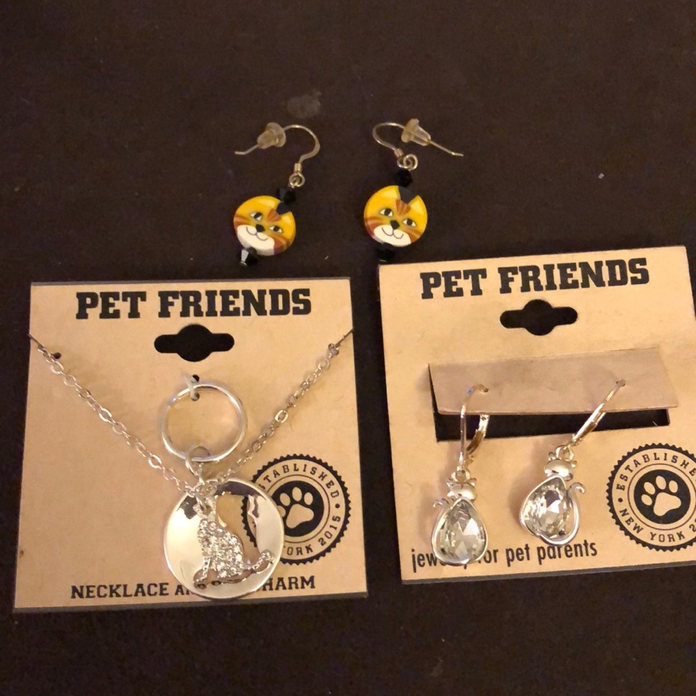 Cat earrings and necklace